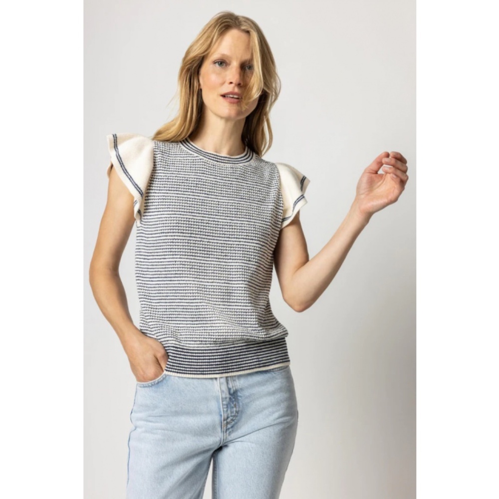 Lilla P Ruffle Sleeve Shell Sweater sz L